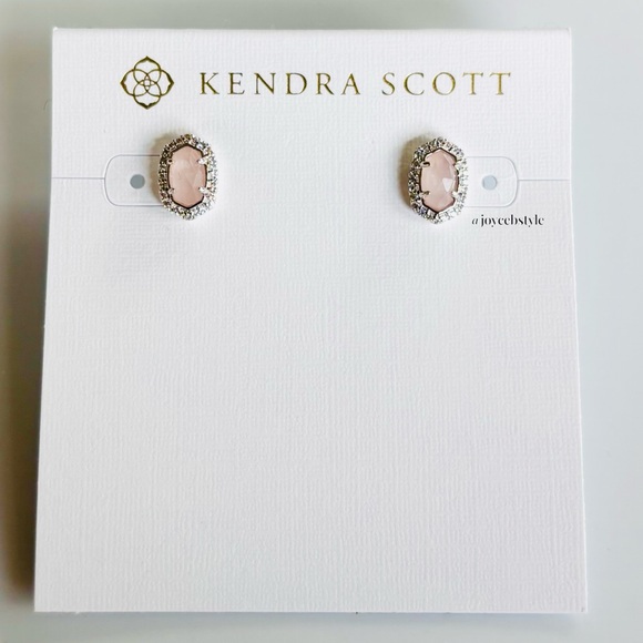 Kendra Scott Silver Cade Stud Earrings in Rose Quartz NWT - Picture 6 of 9